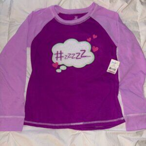 Girls Purple Pajama Sleep Top “#zzzz” Graphic – Size L (10–12) – NWT